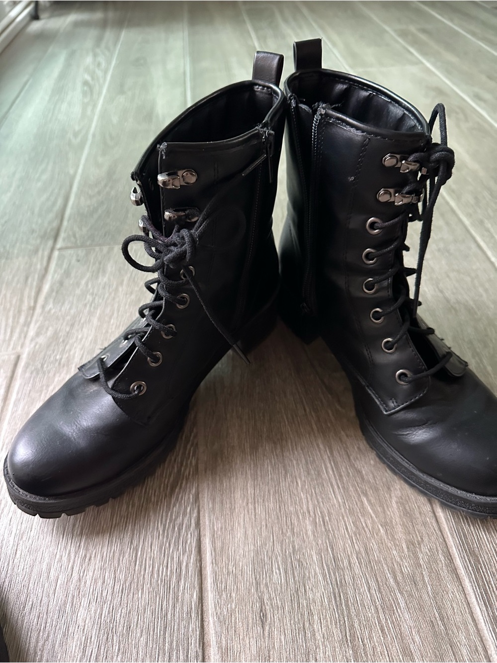 Madden Girl Black Lace-Up Combat Boots